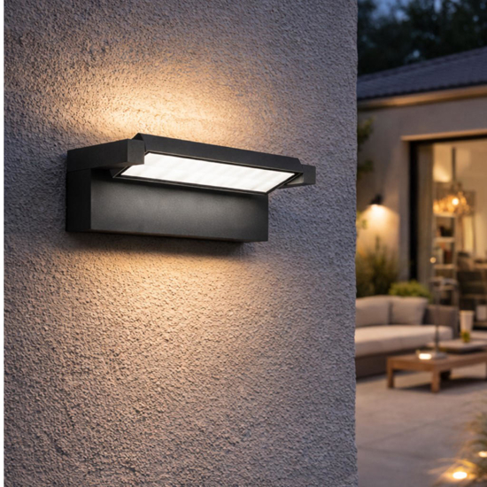 Applique da esterno antracite led 36w cct orientabile ip65 perenz display