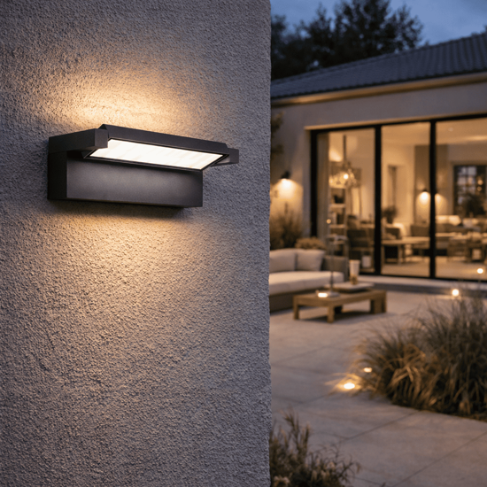 Applique da esterno antracite led 36w cct orientabile ip65 perenz display