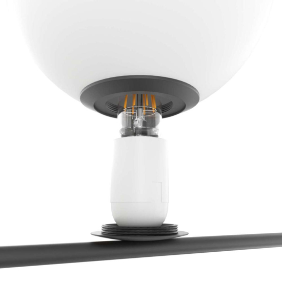 Top light holly lampadario nero per soggiorno 6 sfere vetro bianco