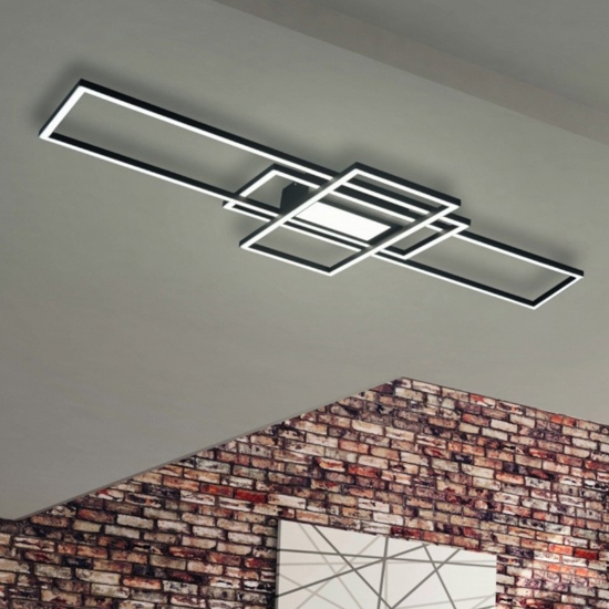 Plafoniera antracite moderna led da 3000k a 6500k cont elecomando per soggiorno