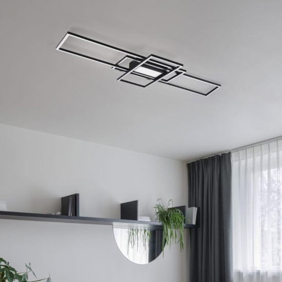 Plafoniera antracite moderna led da 3000k a 6500k cont elecomando per soggiorno