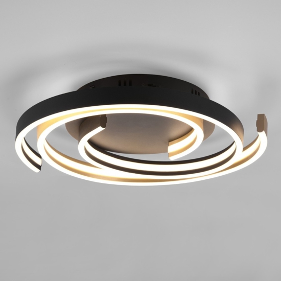 Plafoniera tornado moderna led da 2300k a 4000k nera