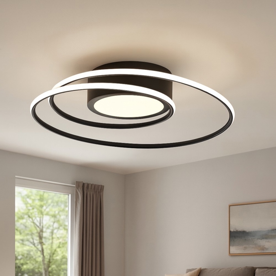 Plafoniera moderna con telecomando led dimmerabile da 2700k a 6000k nera