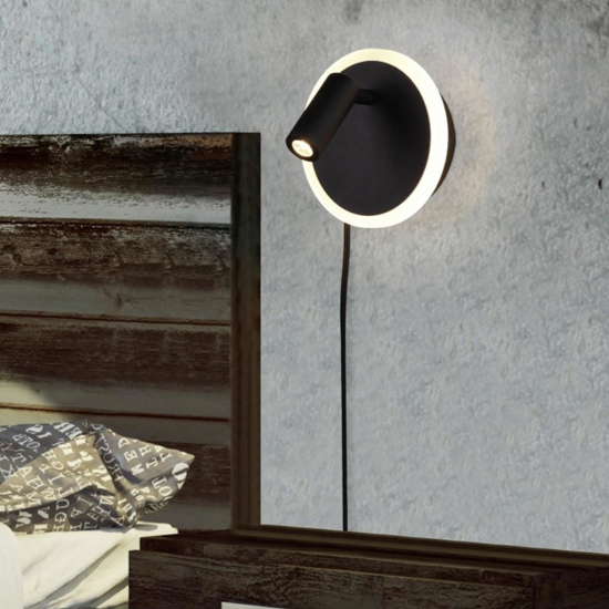 Applique da comodino per camera da letto con cavo spina luce orientabile