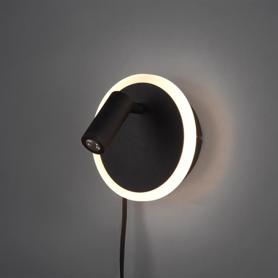 Applique da comodino per camera da letto con cavo spina luce orientabile