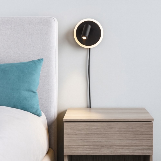 Applique da comodino per camera da letto con cavo spina luce orientabile