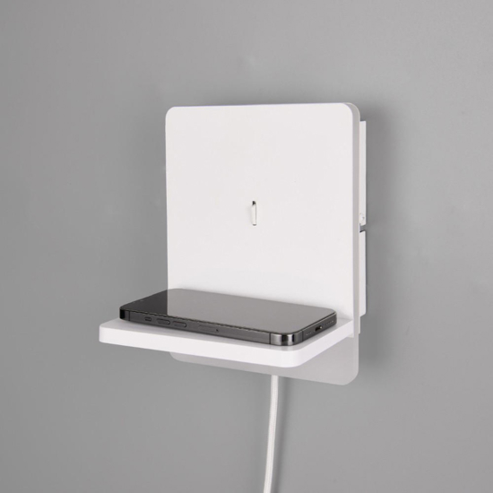 Applique da comodino bianco con presa usb base ricarica telefono