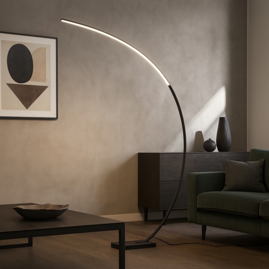 Lampada arco moderna nera led 3000k dimmerabile h180 cm
