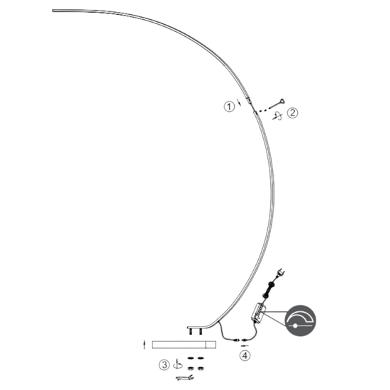 Lampada arco moderna nera led 3000k dimmerabile h180 cm