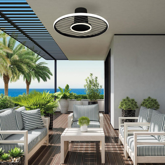 Ventilatore lampadario con pale con luce led 13 mq nero moderno