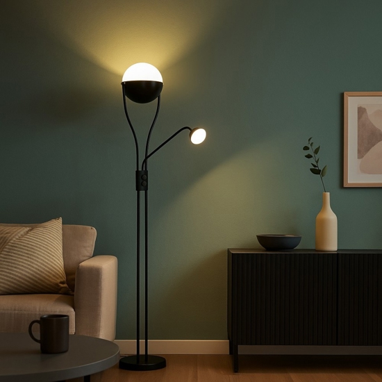Lampada da terra moderna led 3000k orientabile 2 luci