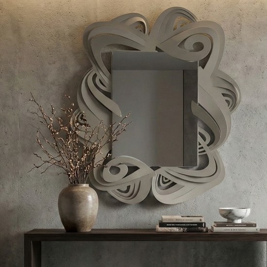 Specchio da parete design moderno in metallo per ingresso colore sabbia