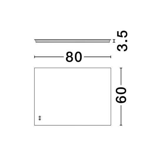 Specchio da parete rettangolare 80x60 cm touch led 3000k e antiappannamento