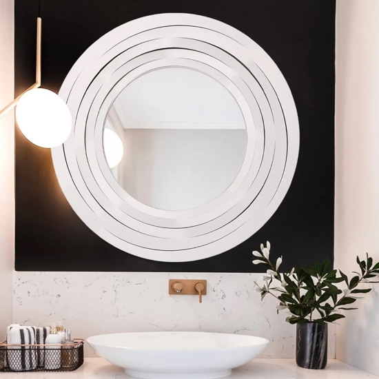 Specchio da parete design moderno metallo bianco rotondo