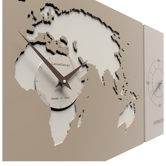 Cosmo grande orologio da parete planisfero legno colore caffellate fusi orari