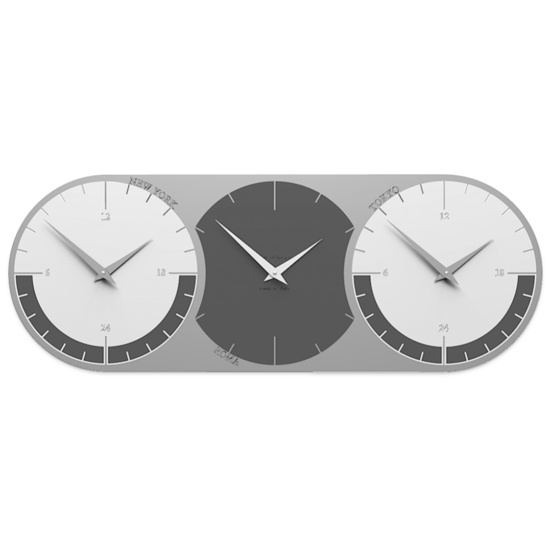 Fusi orari orologio da muro moderno grigio quarzo e bianco 