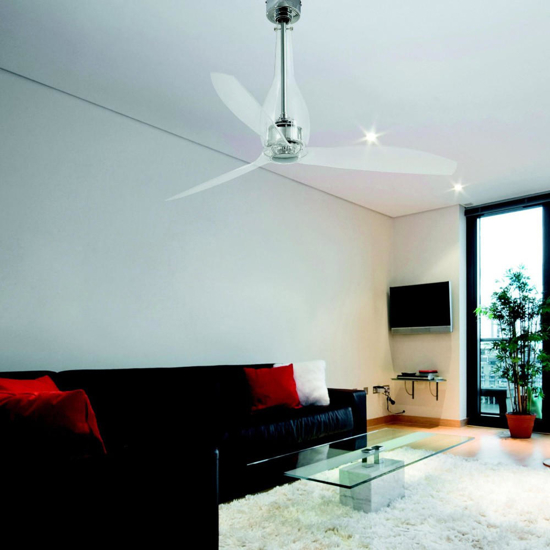Ventilatore silenzioso in vetro da soffitto per 17mq pale trasparenti con telecomando