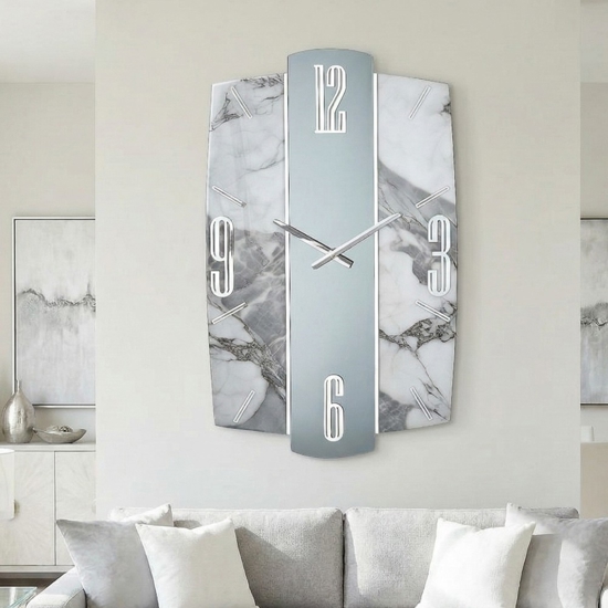 Orologio saturno per parete 74cm effetto marmo specchio