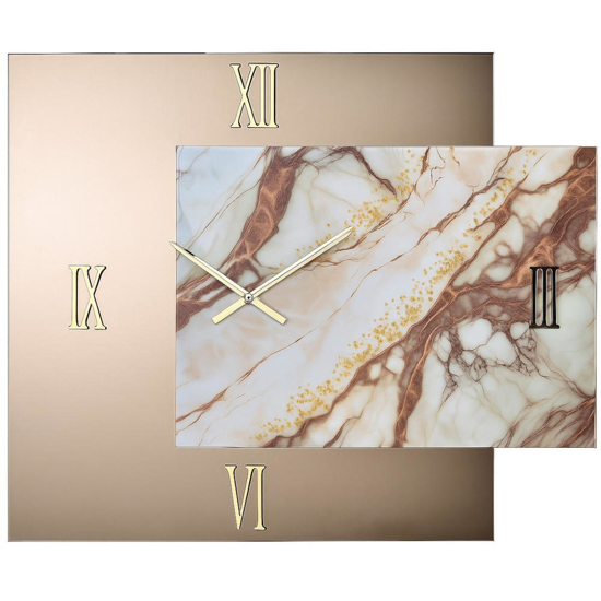 Orologio da parete lux bronzo 73x60 effetto marmo specchio