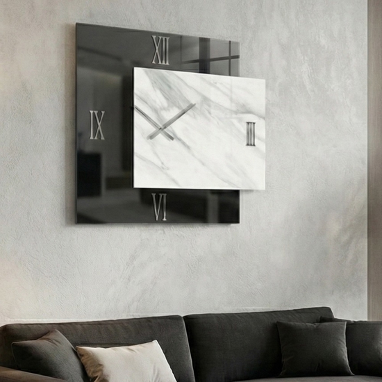 Orologio da parete lux specchio resina 73x60 design squadrato