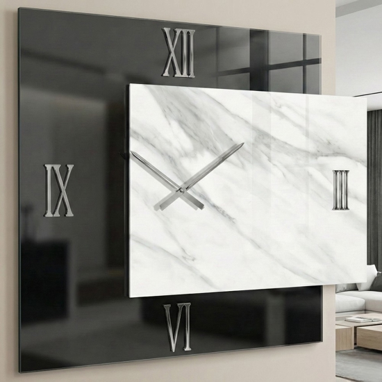 Orologio da parete lux specchio resina 73x60 design squadrato
