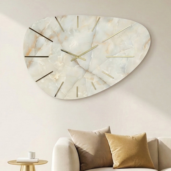Orologio per grande parete 110x71 effetto marmo sagomato