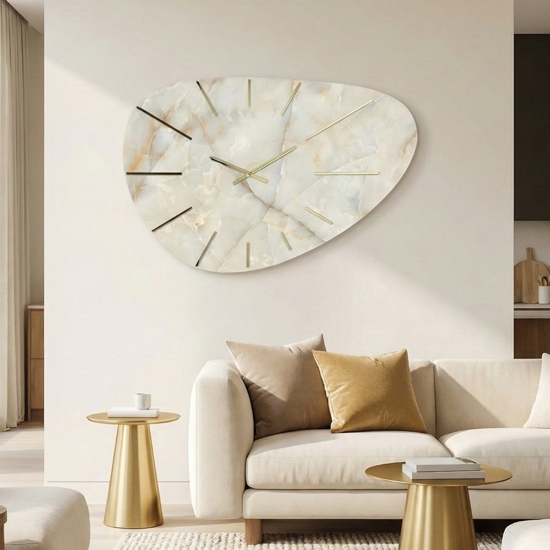 Orologio per grande parete 110x71 effetto marmo sagomato