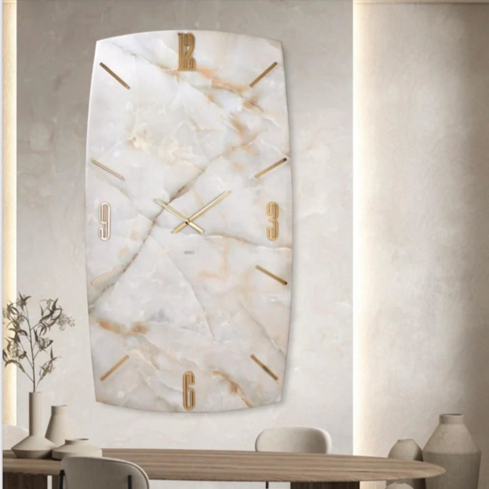 Grande orologio verticale da parete 150x80 resina effetto marmo