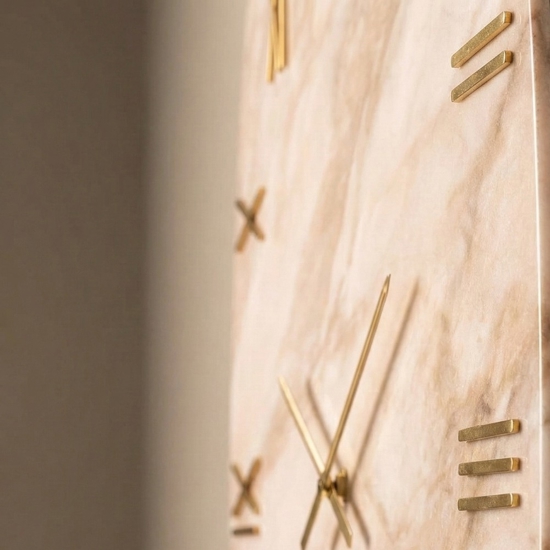 Orologio effetto marmo da parete 90cm numeri e lancette in oro