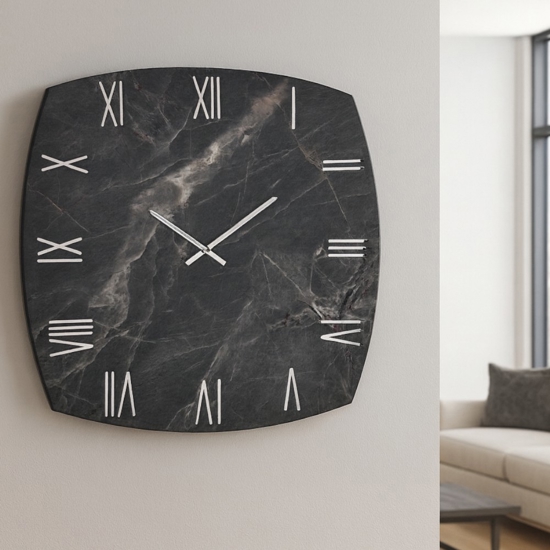 Orologio da parete 90cm effetto marmo nero di grandi dimensioni