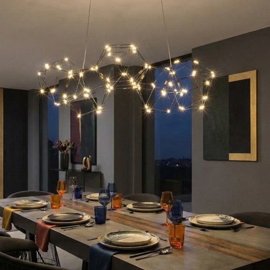 Lampadario costellazione nero design moderno led 22w 3000k 84 cm