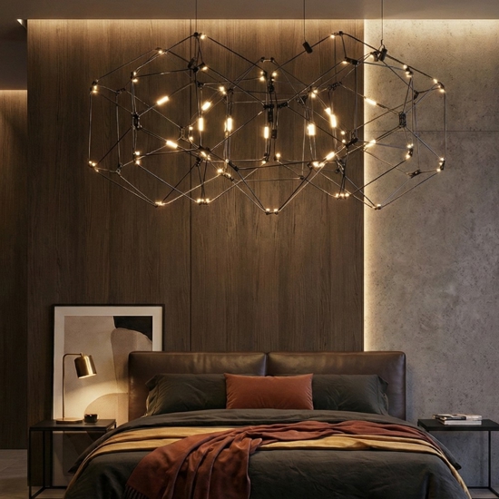 Lampadario nero per camera da letto moderna design costellazione led 22w 3000k