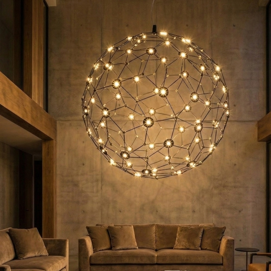 Lampadario palla sfera nera design moderna led 21w 3000k