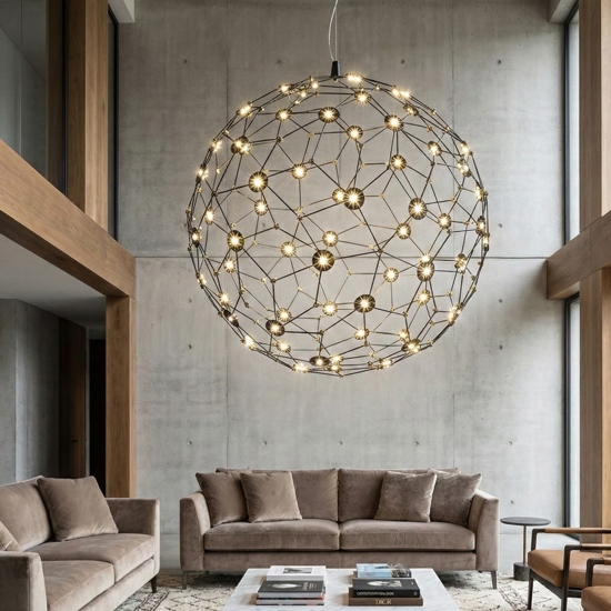 Lampadario palla sfera nera design moderna led 21w 3000k