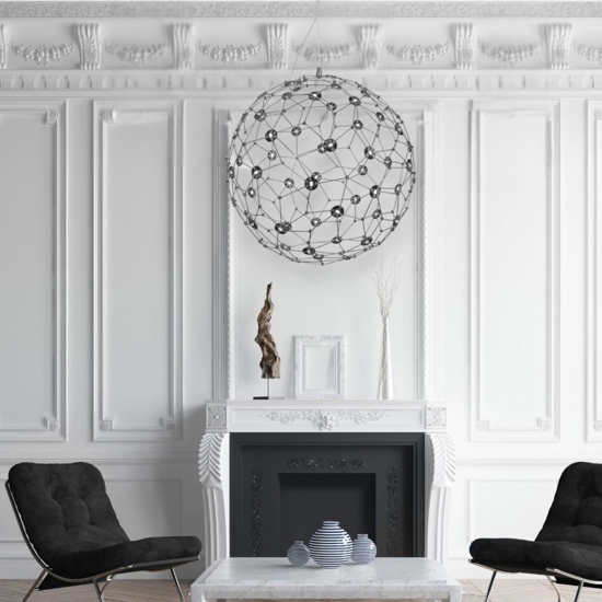 Lampadario palla sfera nera design moderna led 21w 3000k