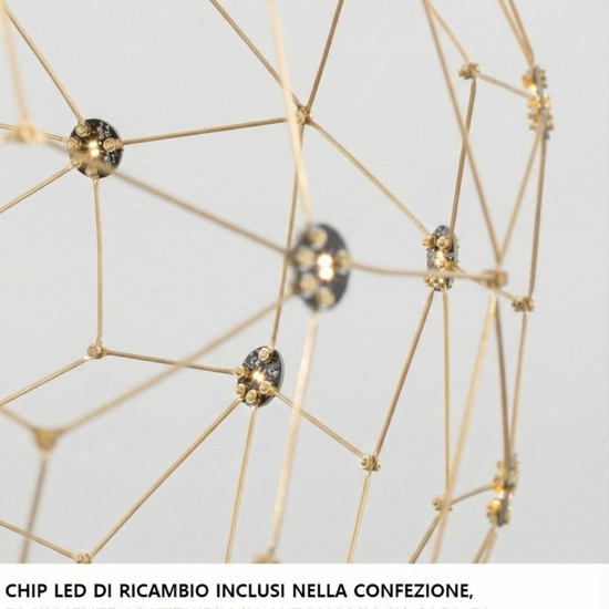 Lampadario sfera sole 80 cm oro led 21w 3000k moderno