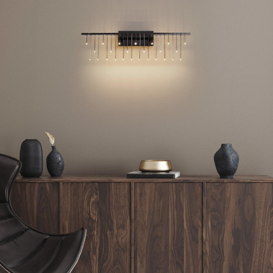 Applique moderna nera design moderna stelle cadenti led