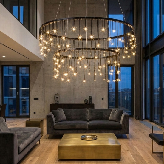 Lampadario design luci di stelle nero moderno led 3000k