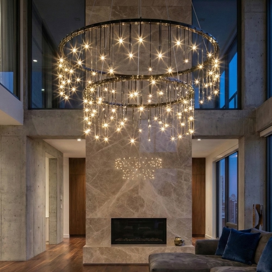 Lampadario design luci di stelle nero moderno led 3000k