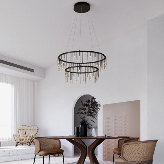 Lampadario design luci di stelle nero moderno led 3000k
