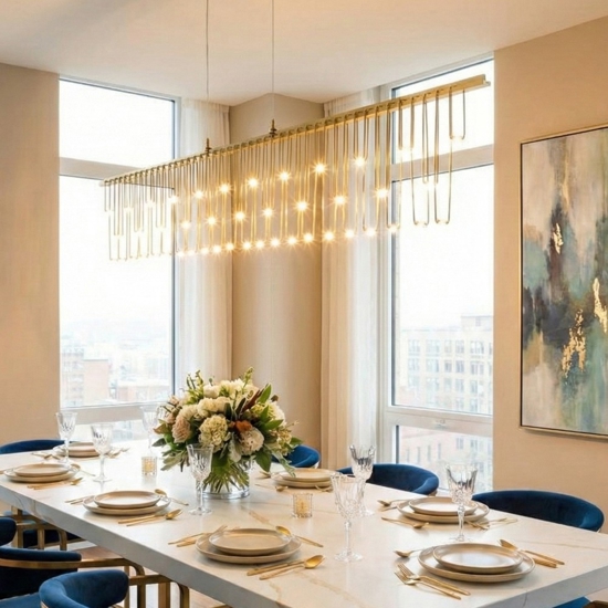 Lampadario led design moderno oro per salotto