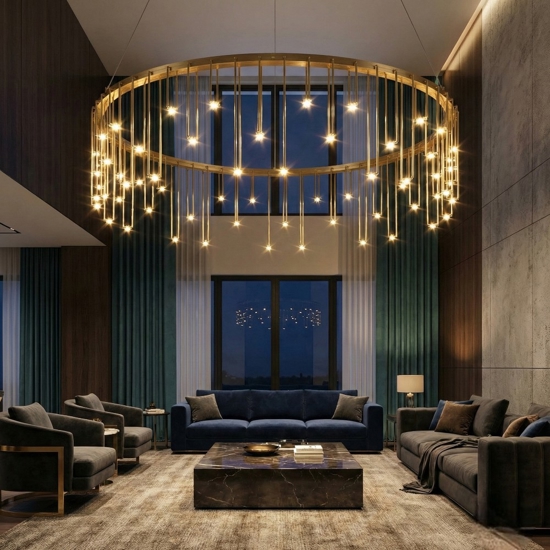 Lampadario led oro ramato stelle cadenti