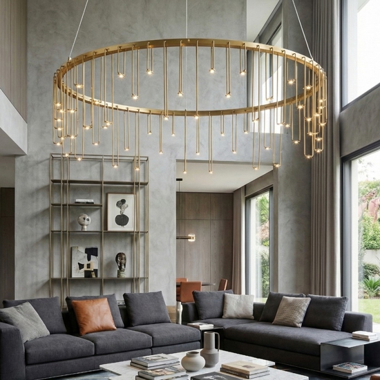 Lampadario led oro ramato stelle cadenti