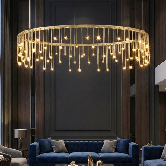 Lampadario led per salotto design moderno oro ramato