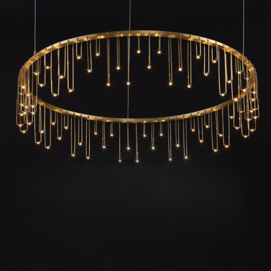 Lampadario led per salotto design moderno oro ramato