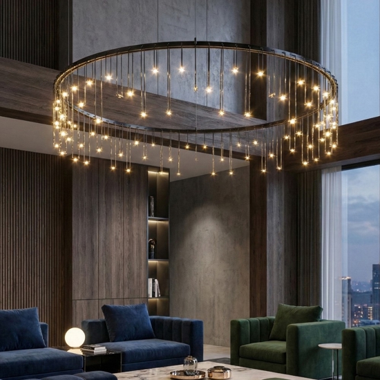 Lampadario stelle cadenti nero per cucina moderna led 3000k