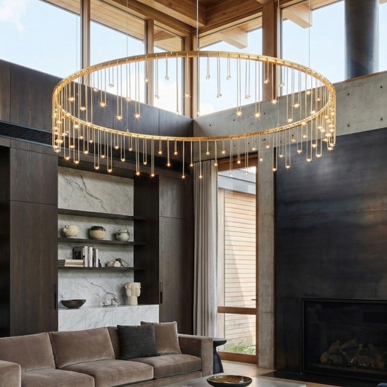 Lampadario design led oro ramato stelle cadenti