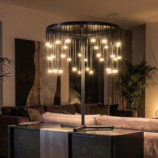 Lampada da tavolo led nera design moderna stelle cadenti