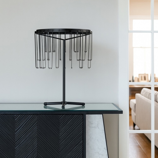 Lampada da tavolo led nera design moderna stelle cadenti