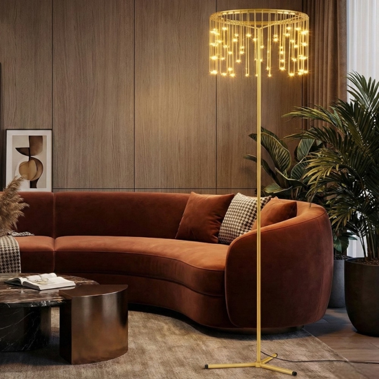 Lampada da terra oro ramato design moderna led stelle cadenti
